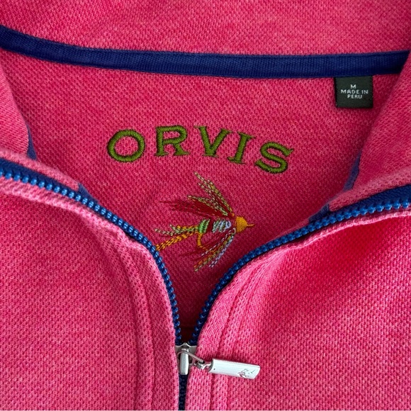 ORVIS 1/4 Zip PIMA Cotton Sweatshirt MEDIUM Salmon Pink Color - Picture 3 of 7